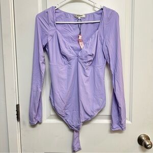 Free People Lavender Long Sleeve Bodysuit